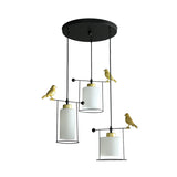 Cream/Smoke Gray Glass Dining Room Pendant With 3 Bulbs - Modern Suspension Lamp Gold Bird