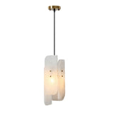 Minimalist 1-Light White Rectangle Panel Ceiling Lamp - Elegant Marble Hanging Light For Restaurants