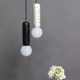 Minimalist Marble Capsule Pendant With Opal Glass Shade - 1 Light Bedside Hanging Lamp In