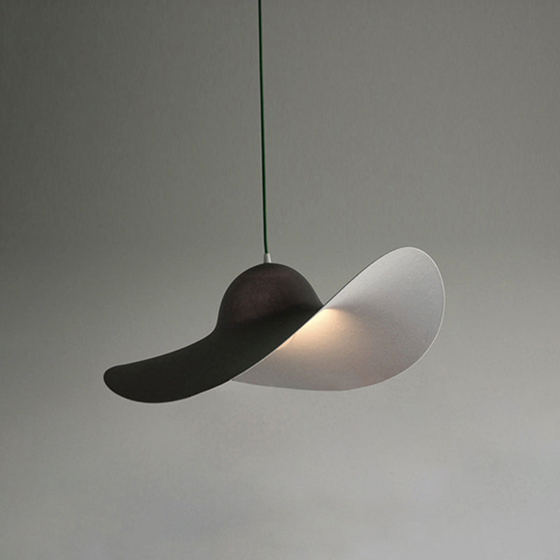 Modern Acrylic Hat Pendant Lighting - 1 Light Bedroom Suspension Lamp In White/Grey
