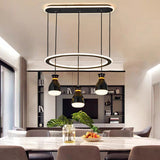 Modernist Wine Jar Led Pendant Light For Dining Room - Black Acrylic 3 Lights Loop Detail