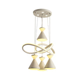 Contemporary White Led Cluster Pendant For Dining Room With 4 Lights And Hourglass Acrylic Shade