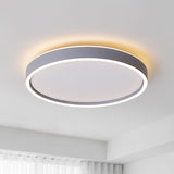 Modern Metallic Round Led Flushmount Ceiling Light White/Warm 16’/19.5’ Dia