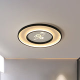16’/19.5’ Modern Round Flush Mount Acrylic Led Ceiling Light Fixture In Black With Flower