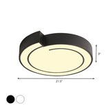 Minimalist Round Led Ceiling Flush Mount In Warm/White Light 18/21.5 Diameter White/Black Metal