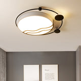 Contemporary Round Flush Mount Iron Led Flushmount With Halo Detail - White/Warm Light