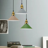 Modern Conic Pendant Light With Metal Shade In Black/Grey/White For Dining Room