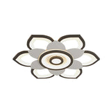Modern Lotus Flush Ceiling Light With Led - 20.5/24.5 Acrylic Black/White Fixture In White/Warm