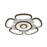 Contemporary Floral Acrylic Led Flush Mount Ceiling Light In Black And White With Warm/White Glow -