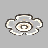 Contemporary Floral Acrylic Led Flush Mount Ceiling Light In Black And White With Warm/White Glow -
