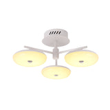 Minimalist Led Restaurant Flush Light Fixture - White Semi Ceiling Mount With Doughnut Acrylic Shade