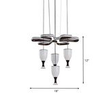 Modern Led Pendant Light With 4-Cup Coffee And Twist Design