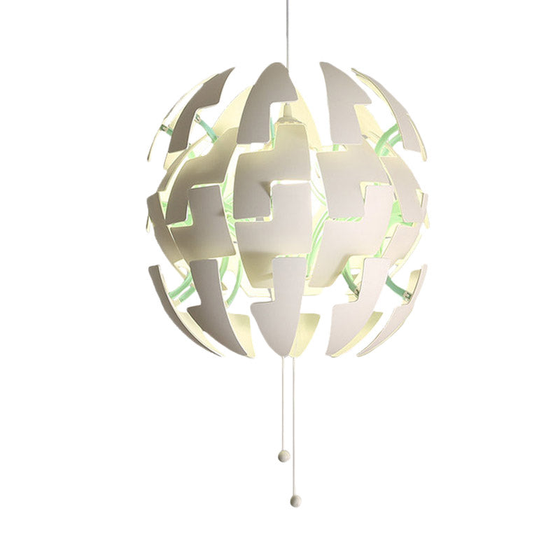 White Acrylic Blossom Pendulum Ceiling Light With Pull Chain - Modernist Style 1-Bulb Fixture