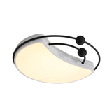 Modern Moon Led Flush Mount Ceiling Light In Minimalist Design - White/Black With Recessed Diffuser