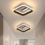 Modern Led Flush Mount Ceiling Light With Square Frame – Black Acrylic Fixture Warm/White Lighting