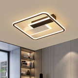 Modern Square Acrylic Flush Mount Led Ceiling Light For Bedroom 18/24.5 Width - Sleek Black And