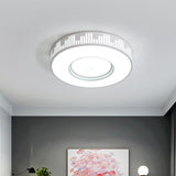 Modern Led Iron Flush Light Fixture - White Drum Ceiling Mount With Piano Key Pattern In