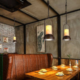 Rustic Marble Cylinder Pendant Lamp - 1-Bulb Hanging Light For Dining Room With Metal Ring Décor