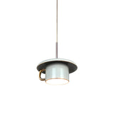 Macaron Ceramic Led Pendant Lamp - Coffee-Cup Shape Down Lighting 1 Bulb White/Pink/Grey Designs For