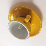 Macaron Led Flush Mount Ceiling Light In Pink/Blue/Yellow Ceramic Finish For Coffee Lovers