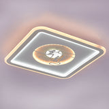 Modern Square Flushmount Led Light - Acrylic White Lamp With Lovers Pattern