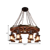 Talitha Borealis - Coastal Clear Glass Kerosene Dining Room Hanging Chandelier: 8 Lights