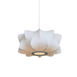 Modern White Propeller Lantern Hanging Light - Single Bulb Fabric Pendant Fixture