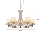 Contemporary 5-Light Chandelier: White Hanging Ceiling Lamp With Fabric Shade