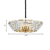 Contemporary Gold Living Room Ceiling Chandelier - 5 Heads Hanging Light Kit With Crystal Shade