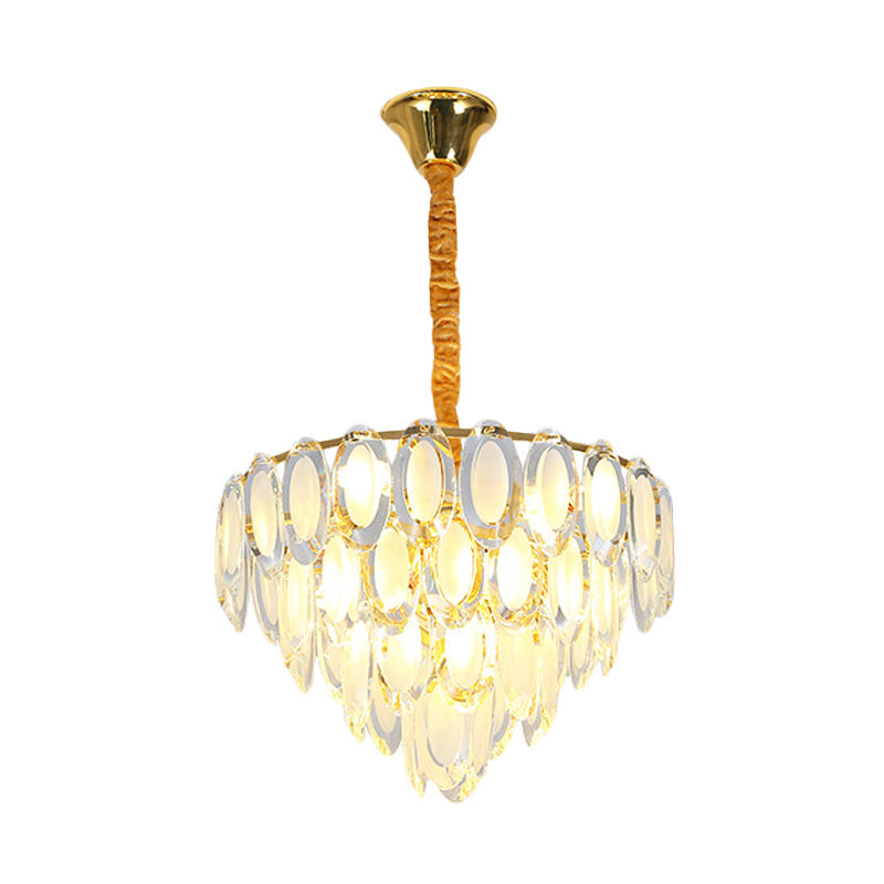 Gold 9-Head Modern Oval Crystal Chandelier For Living Room