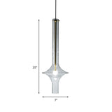 Minimalistic 1-Head Led Suspension Pendant Lamp - Clear Glass Wavy Tube Design