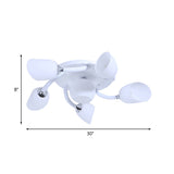 Semi Flush Modern White Spiral 6/8 Light For Living Room With Tulip Opal Glass Shade