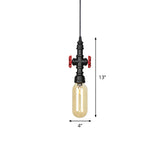Industrial Black Ball/Capsule Suspension Light With Amber Glass - Ceiling Pendant Pipe Lamp (1
