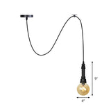 Vintage Amber Glass Pendant Light: Sphere/Capsule Design With 1 Head Black Pipe Hanging Lamp Fixture