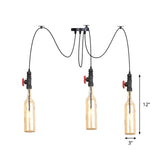 Industrial Bottle Multi Pendant Light - Amber Glass Swag Suspension Lamp