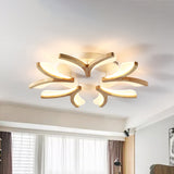 Modern Wood Y-Shape Semi Flush Light With 3/5 Heads - 23.5/27.5 W Led Ceiling Lamp In Warm/White