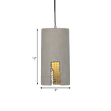 Antiqued Grey Cement Pendant Light Fixture With Hanging Bulb