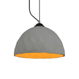 Vintage Cement Hanging Pendant Lamp In Grey 6/10 Width - Dome/Oval Ceiling Light 1-Light