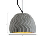 Vintage Cement Hanging Lamp - Grey Dome Ceiling Light 1 Head Ideal For Coffee Houses 6/10 Wide