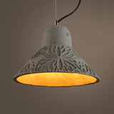 Cement Hanging Light Pendant Lamp (8/12 Width) In Antiqued Grey For Restaurants
