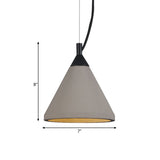 Antiqued Hanging Lamp With Grey Cone Shade For Restaurants - 1 Bulb Ceiling Pendant Light