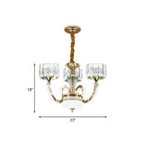 Modern Gold Drum Chandelier With Crystal Block Design - Led Ceiling Lamp For Living Room