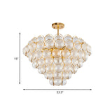 Sleek Gold Ceiling Light Fixture With Clear Ribbed Crystal Ball For Tapered Bedroom