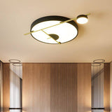 Modernist Led Flush Mount Ceiling Lamp Black/White-Gold Drum Fixture Acrylic Shade Warm/White Light