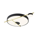 Modernist Led Flush Mount Ceiling Lamp Black/White-Gold Drum Fixture Acrylic Shade Warm/White Light