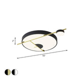 Modernist Led Flush Mount Ceiling Lamp Black/White-Gold Drum Fixture Acrylic Shade Warm/White Light