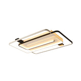 Interlaced Rectangle Led Ceiling Light With Acrylic Shade - Contemporary Black And White Flush Mount
