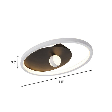 Contemporary Oval Flush Mount Ceiling Lamp With Led Acrylic Pendant Light And Ball Design In