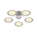 Contemporary 5-Head Radial White Led Semi Flush Mount Light With Acrylic Shade