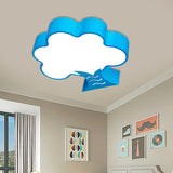 Kids Acrylic Led Flush Light For Nursery - Tree Flushmount Ceiling Fixture In Yellow/Red/Blue